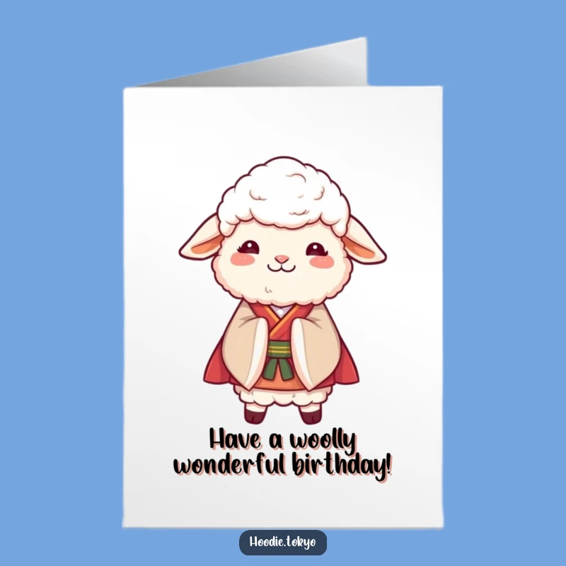 Free Printable Funny Sheep Birthday Card: Kimono Sheep's Graceful Wishes DIY Gift