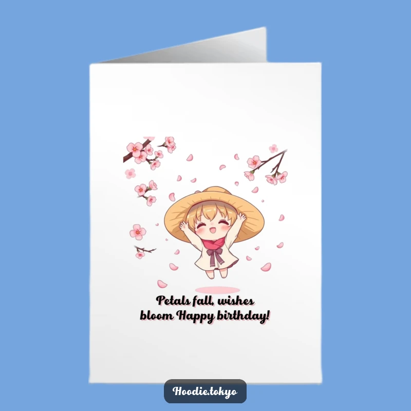 Free Printable Birthday Card: Kawaii Cherry Blossom Catcher Funny Downloadable Gift
