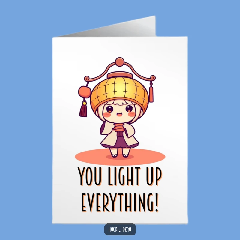 Free Printable Congrats Card: Festive Lantern Kawaii Downloadable Gift