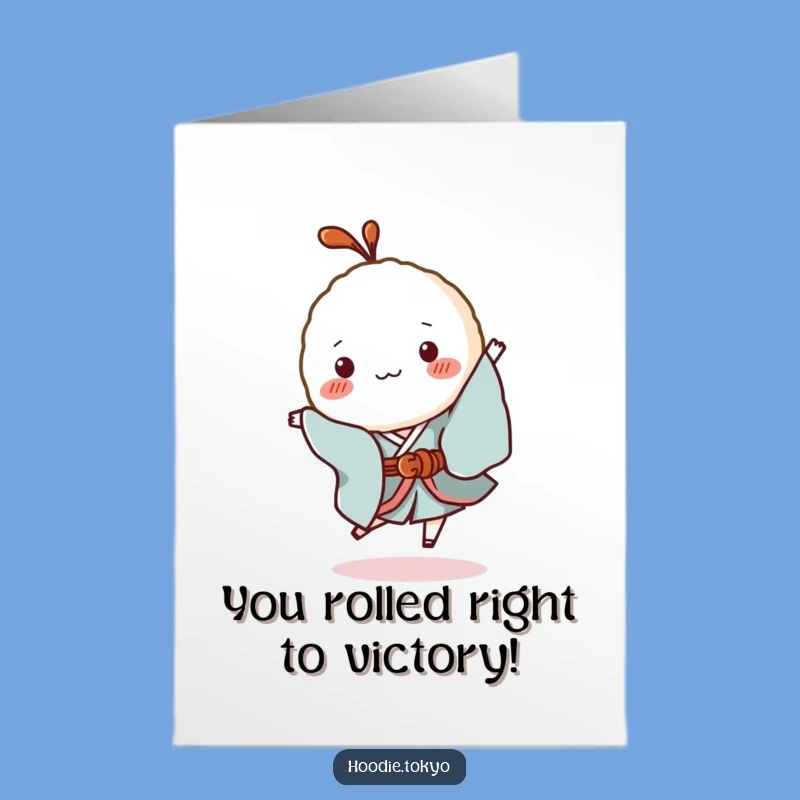 Free Printable Congrats Card: Rice Ball's Silly Hop for Your Win!