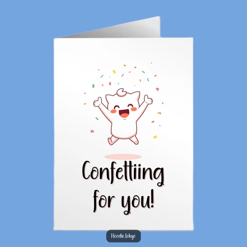 Free Printable Kawaii Confetti Congrats Card: Exuberant Funny Downloadable Gift