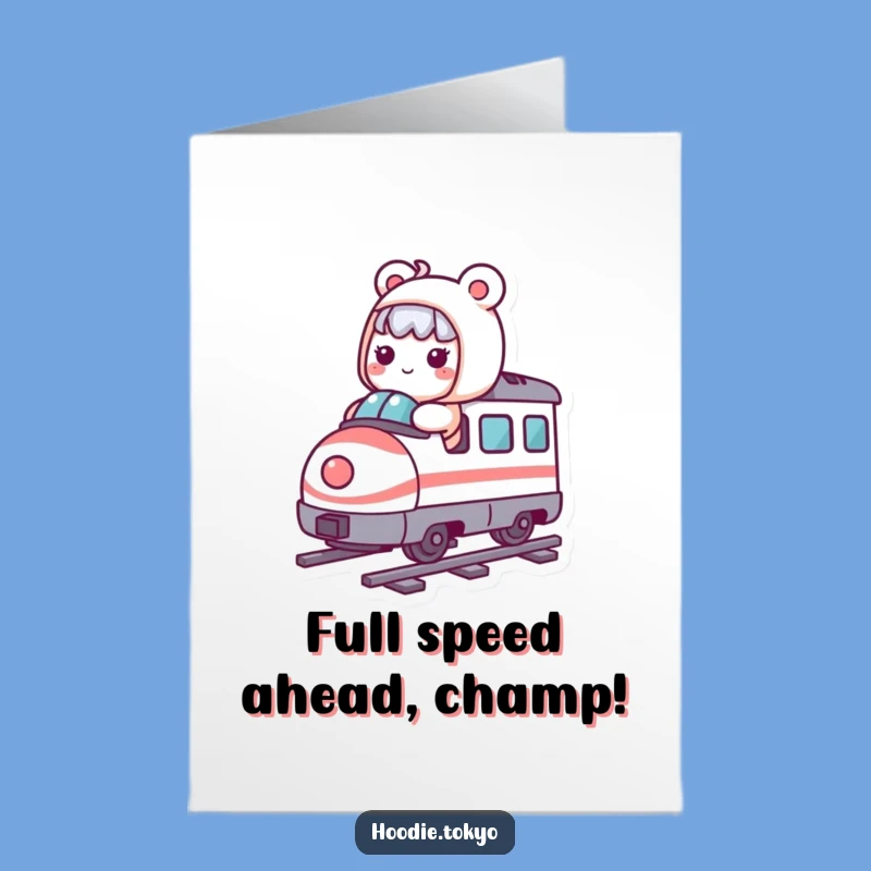 Free Printable Kawaii Train Congrats Card: Hilarious Downloadable Gift for Big Achievements