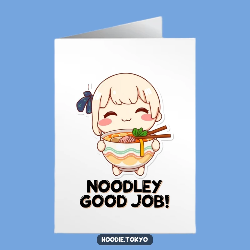 Free Printable Congrats Card: Ramen Offering Character - Funny Downloadable Gift