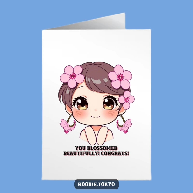 Sparkling Free Printable Blossom Congrats Card: Joyful Eyes, Downloadable Delight!