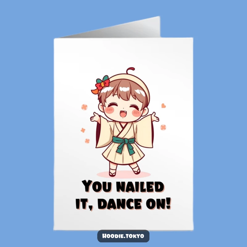 Free Printable Congratulations Card: Playful Japanese Dancer Character