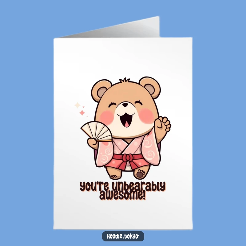 Free Printable Congrats Card: Bear's Fan Wave for Your Big Win!