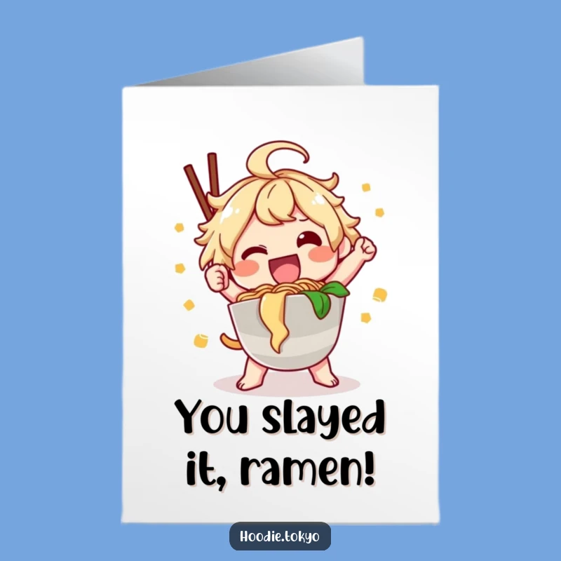 Free Printable Kawaii Ramen Congrats Card: Flavorful Funny Downloadable Gift