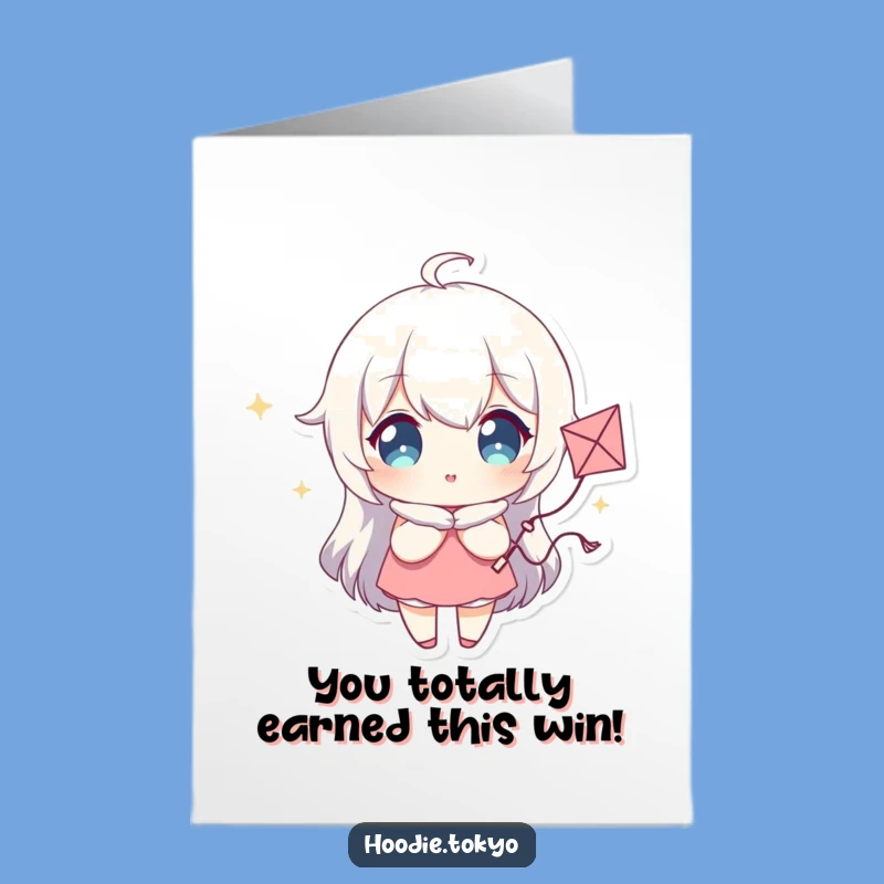 Free Printable Congrats Card: Sparkling Kite Character Funny Downloadable Gift