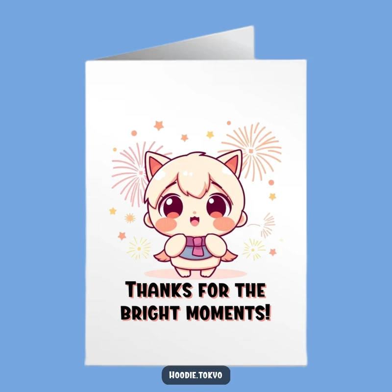 Free Printable Kawaii Fireworks Thank You Card: Awe-Inspiring Downloadable Gift of Gratitude