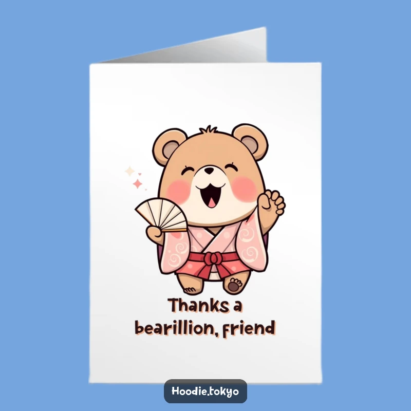 Free Printable Thank You Card: Bear's Fan Wave – DIY Gratitude!