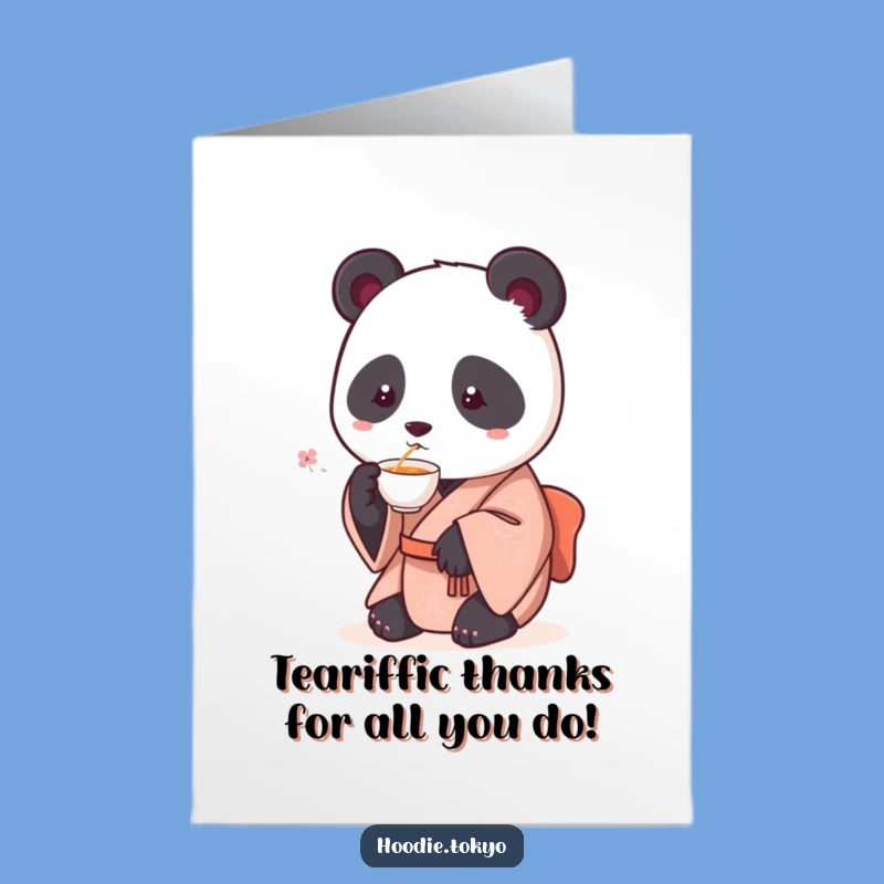Free Printable Thank You Card: Funny Panda Sips Tea, A Grateful Downloadable Gift