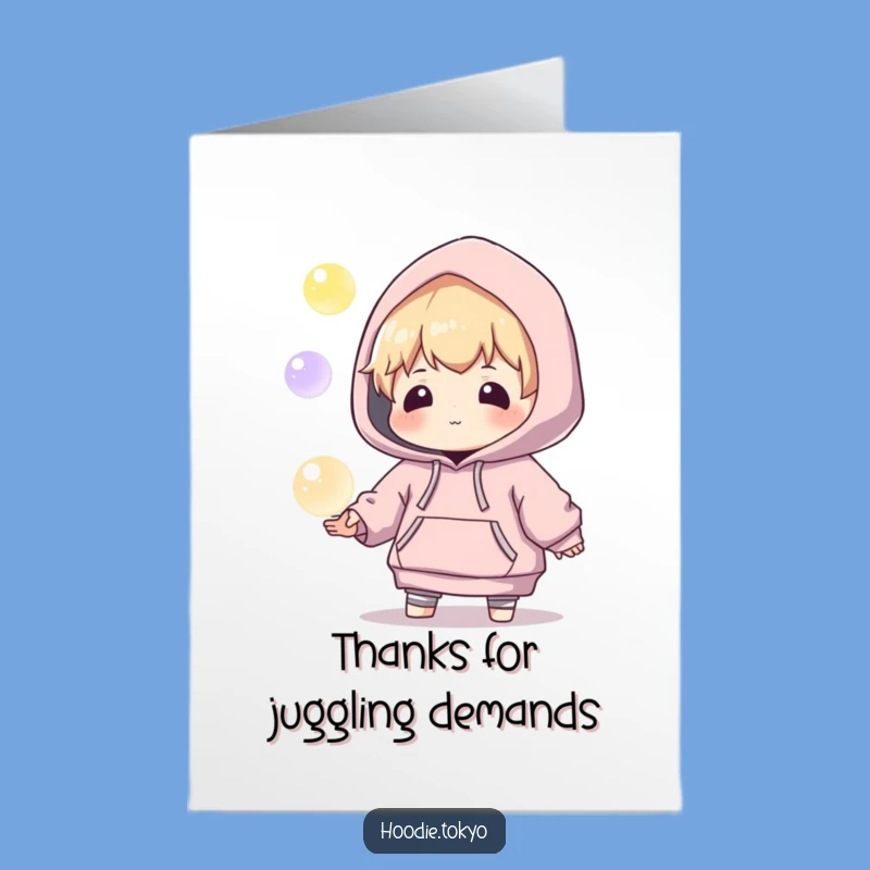 Free Printable Thank You Card: Juggling Character - Funny Downloadable Gratitude