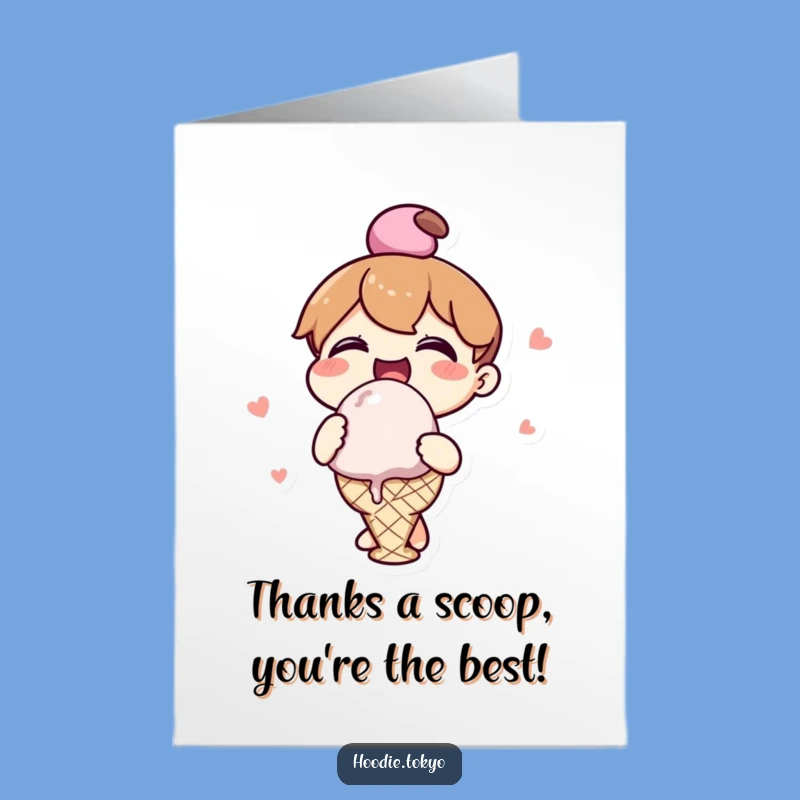Free Printable Thank You Card: Kawaii Ice Cream Appreciation, Funny Downloadable Gift