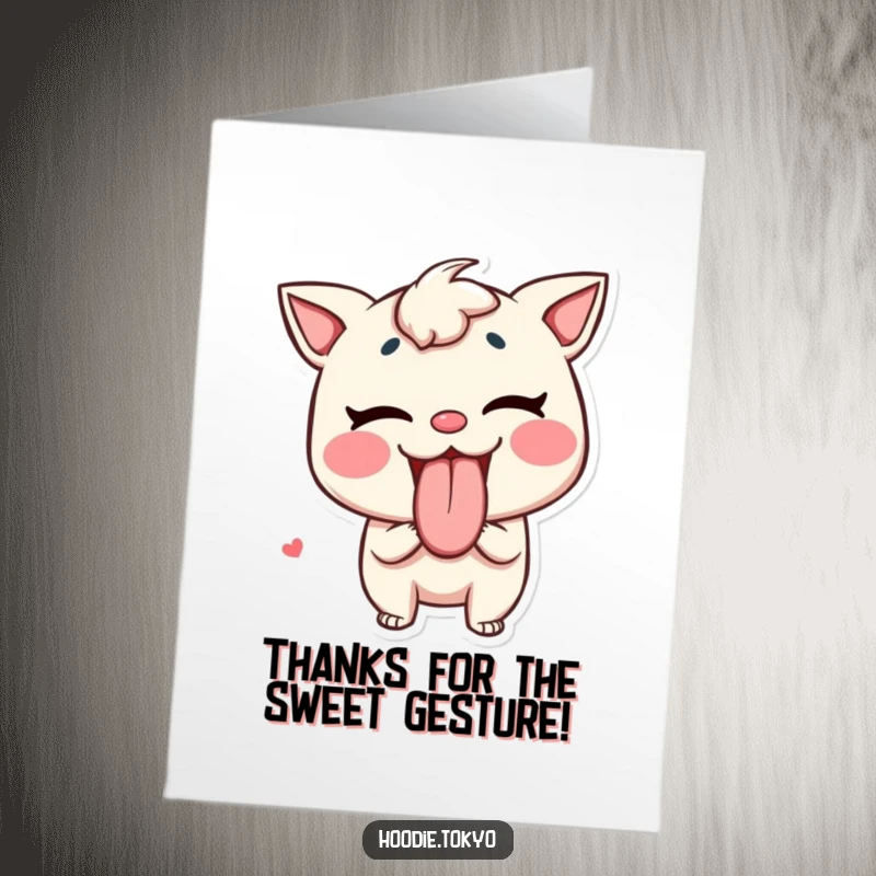 Funny Free Printable Thank You Card: Mischievous Character Sticking Tongue Out Like Candy, Expressing Thanks