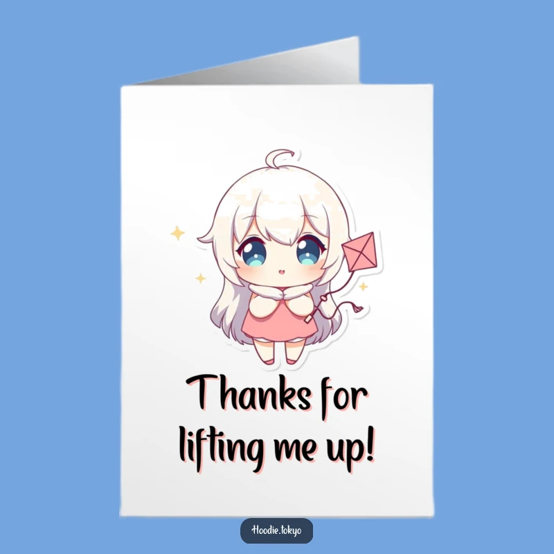 Free Printable Thank You Card: Sparkling Kite Character Funny Downloadable Gift