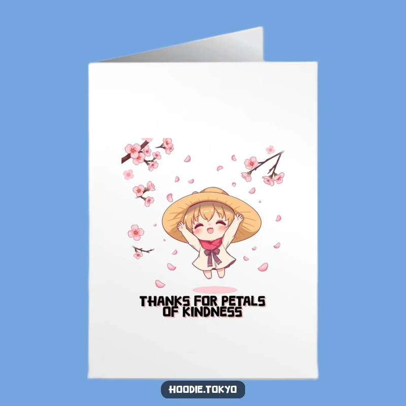 Free Printable Thank You Card: Kawaii Petal Catcher, Funny Downloadable Gratitude Gift
