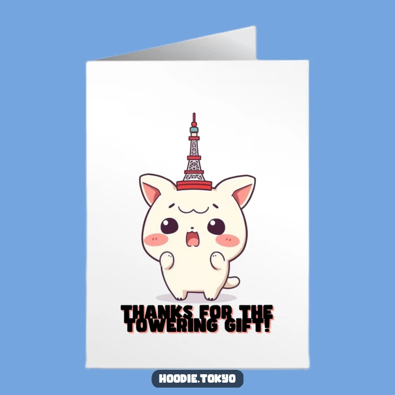 Free Printable Thank You Card: Surprised Tokyo Tower Gratitude Downloadable Gift