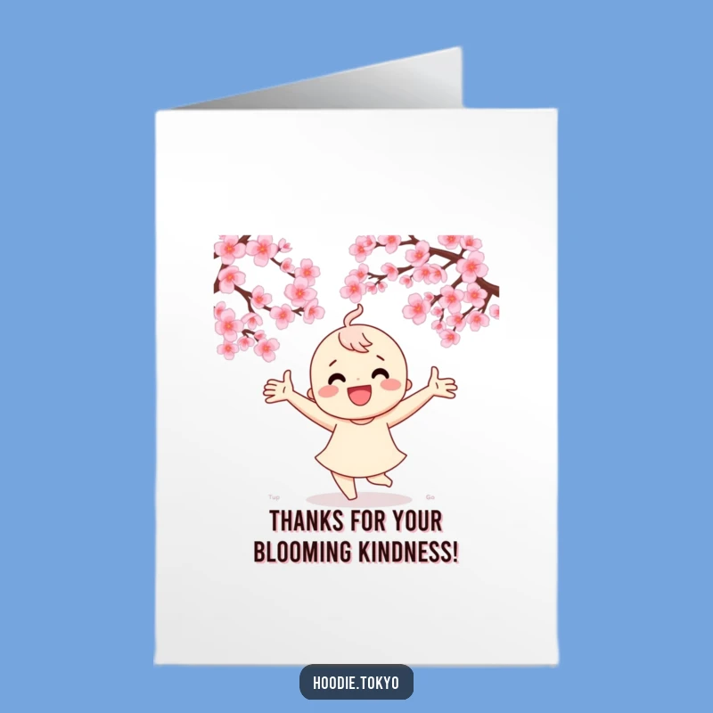 Free Printable Thank You Card: Dancing Blossom Character Grateful Downloadable Gift