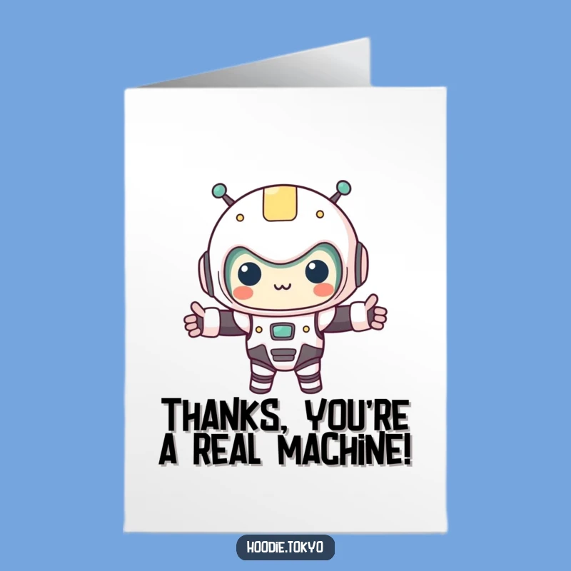 Free Printable Thank You Card: Robot Kawaii Character - Express Gratitude with Mechanical Charm!