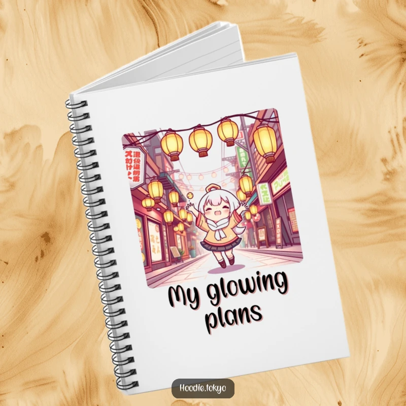 Funny Notebook: Amusing Kawaii character juggling glowing lanterns in Tokyo, a hilarious and practical journal.