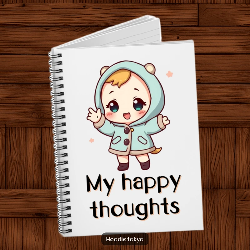 Funny character in a happi coat striking a pose, a playful and humorous notebook for writing and sketching.