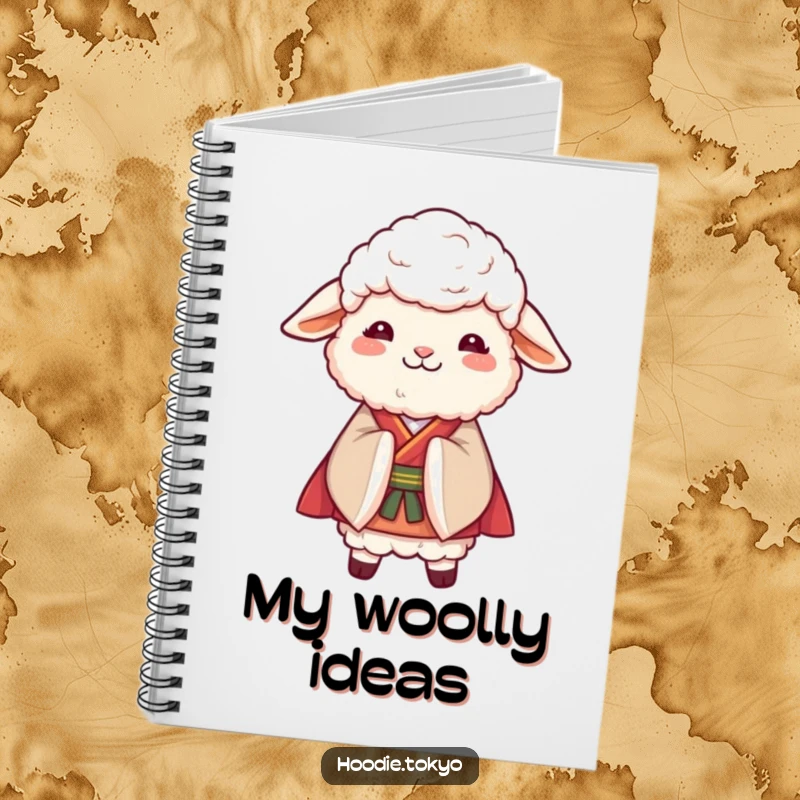 Funny Sheep Kimono Notebook: A lined notebook featuring a fluffy sheep in a kimono bowing gracefully, ideal for notes and reflections.