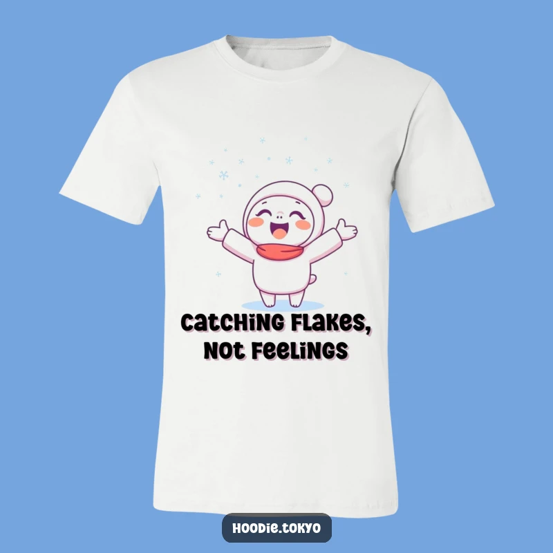Funny Snow Catcher T-Shirt: Happy Winter Character Tee, Ideal Funny Gift