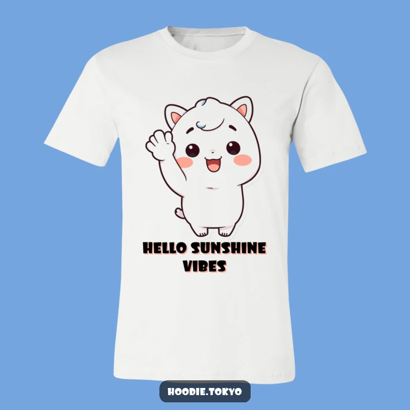 Funny Kawaii Character T-Shirt: Happy Waving Greetings, Hilarious Apparel Gift
