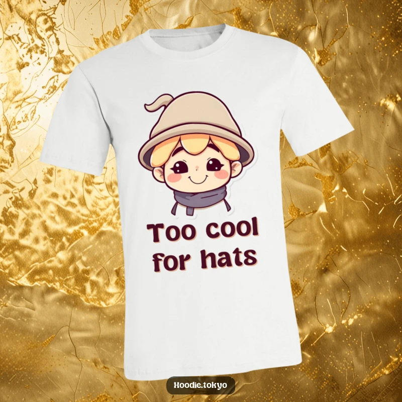 Funny T-Shirt: Character with a Silly Grin Sporting a Tilted Oversized Hat, Spreading Joy and Laughter