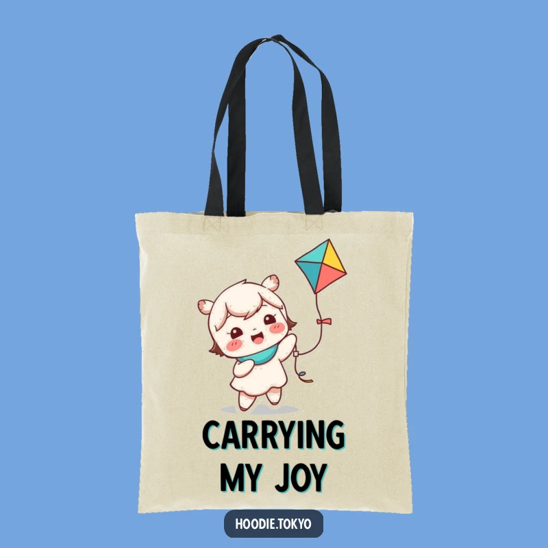 Funny Kawaii Kite Flying Tote Bag - Giggling Character Outdoor Adventure Bag