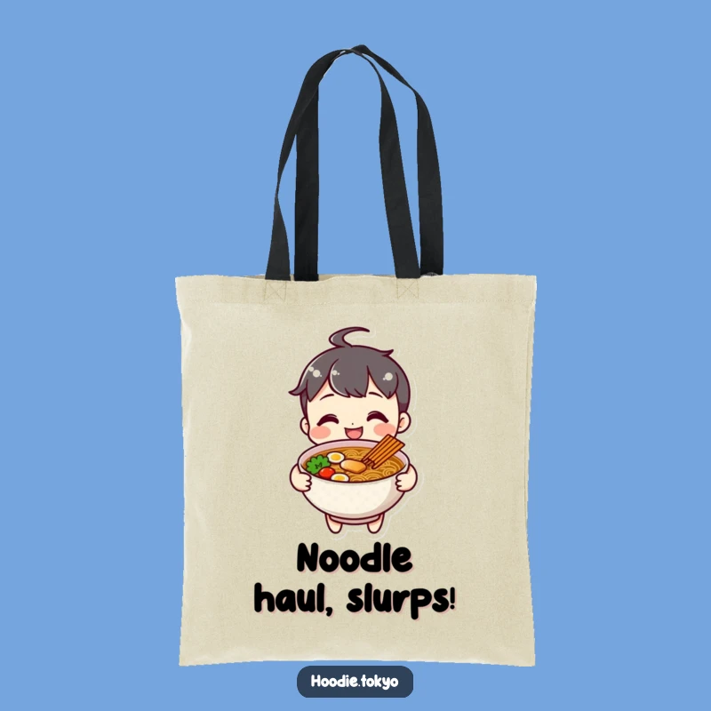 Funny Cheerful Ramen Character Tote Bag, Carry Deliciousness