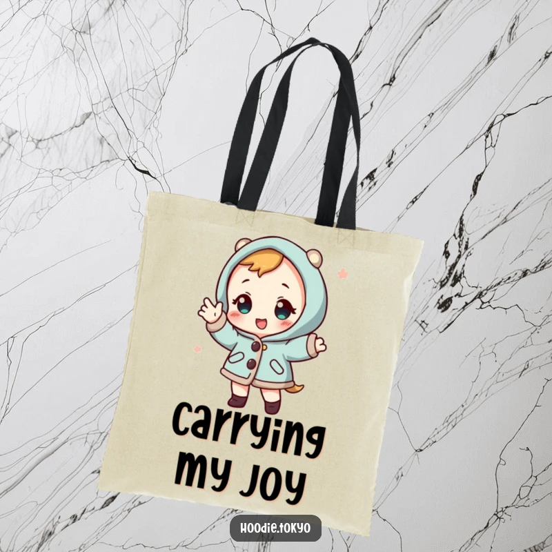 Funny character in a happi coat striking a pose, a vibrant and humorous tote bag for daily use.