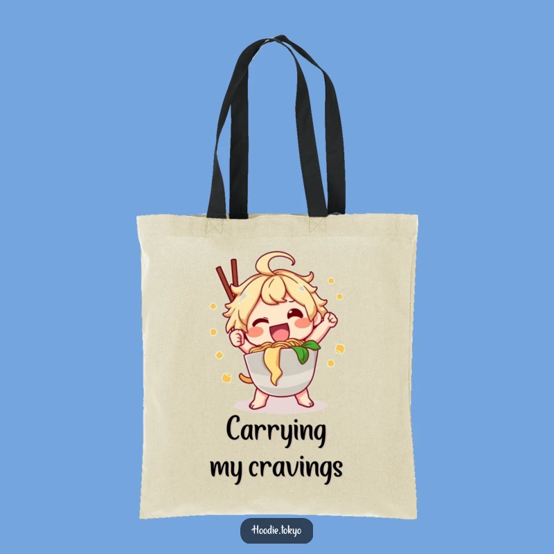 Funny Ramen Kawaii Tote Bag: Happy Character Noodle Carryall Gift