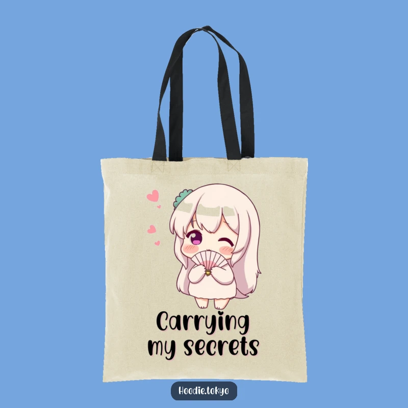 Funny Shy Fan Tote Bag: Blushing Character Accessory for Daily Errands
